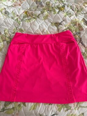TAIL Neon Hot Pink Tennis Skort Medium Ruffle Trim Golf Pickleball Skirt